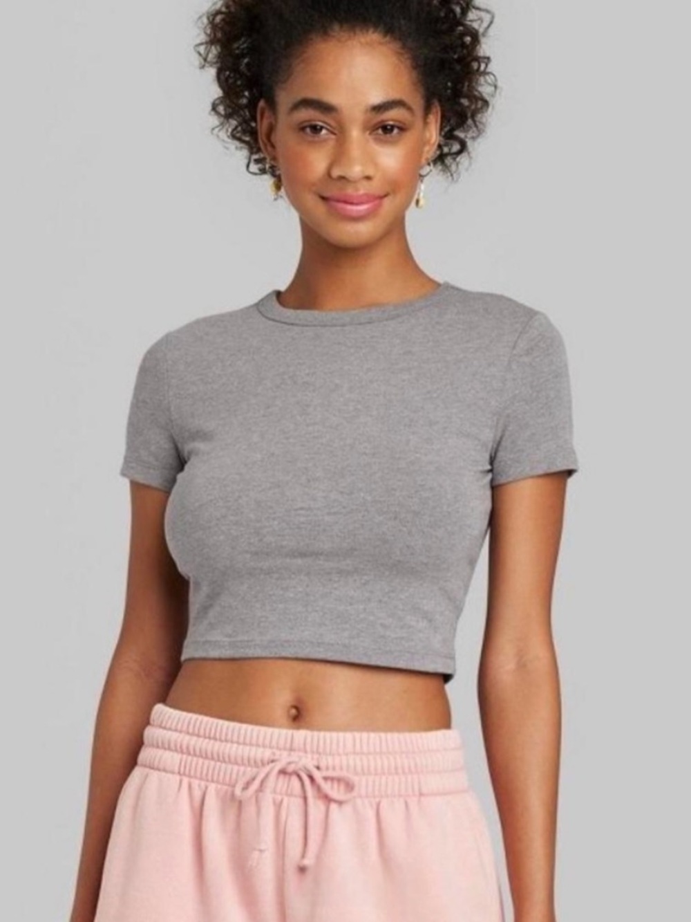 Wild Fable Gray Cropped Baby Tee